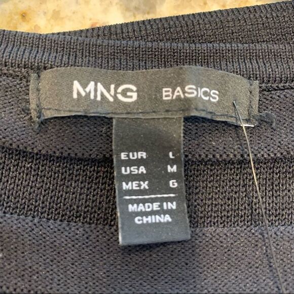 MNG Basics Black Ribbed Bodycon Sweater Dress Size M/8 - Picture 4 of 11